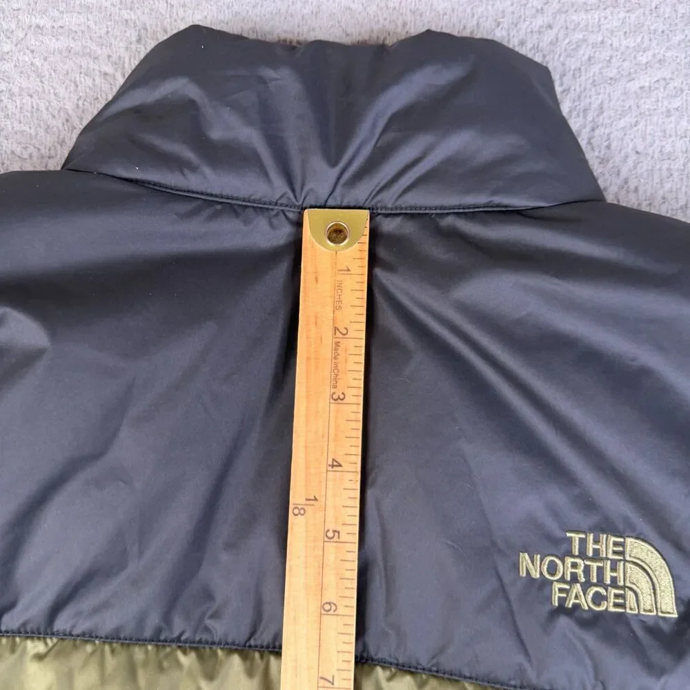 THE NORTH FACE Puffer Jacket Men Small Burnt Olive Green Everyday Insulated Logo